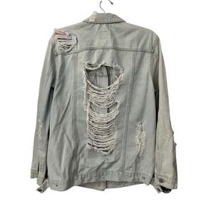 BoomBoom Jeans Jacket Distressed Shredded Large